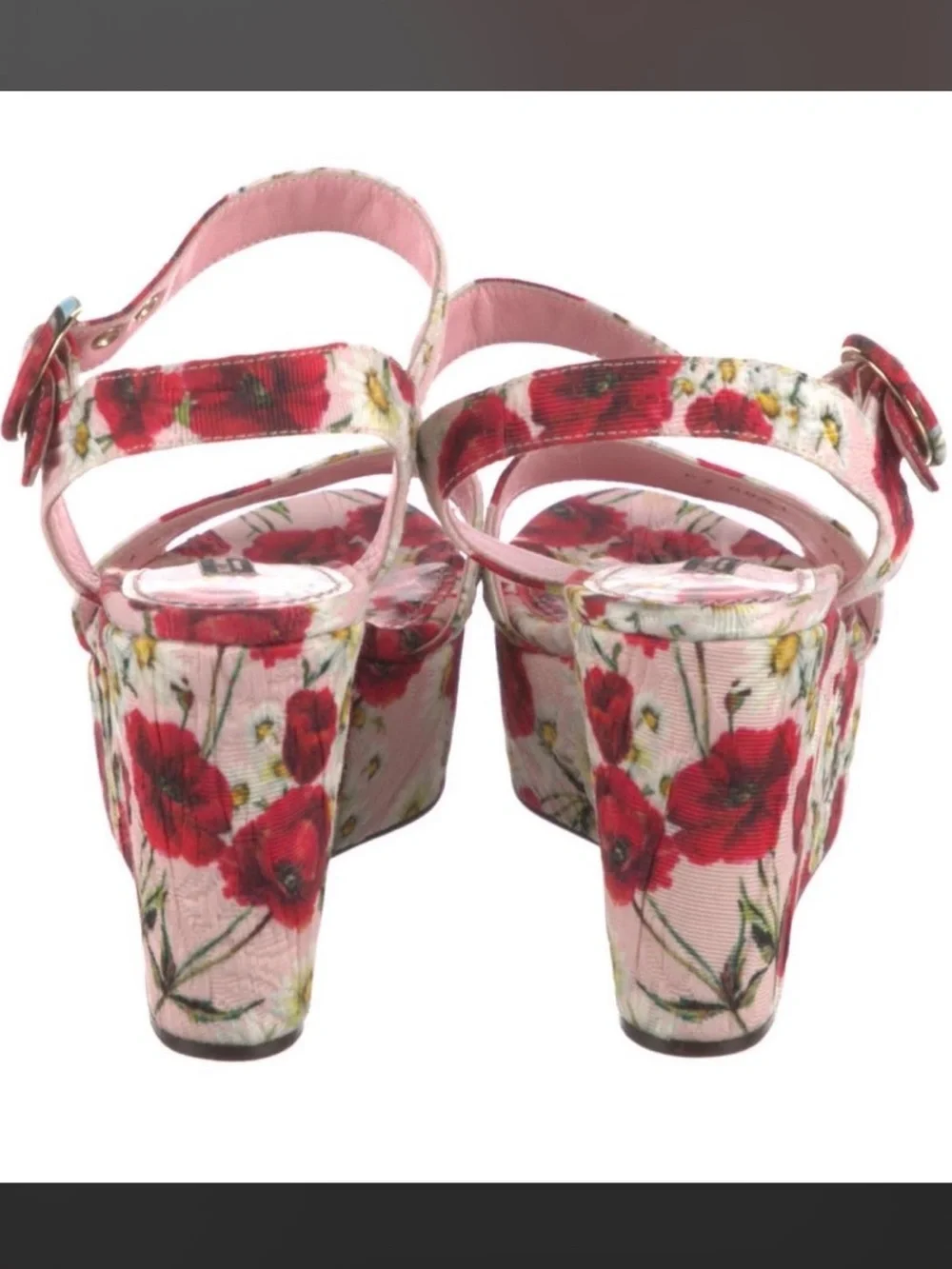 Dolce & Gabbana Pink Floral Platform Wedge Sandal